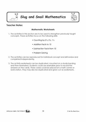 Snail Method Math Slugs & Snails Math Activities Grades 1-3