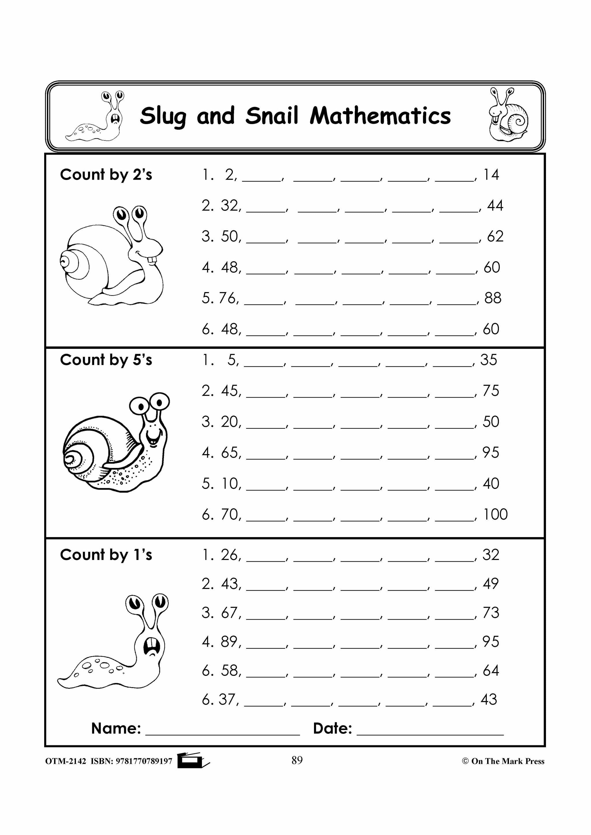 Slug Math Game Slugs & Snails Math Activities Grades 1-3