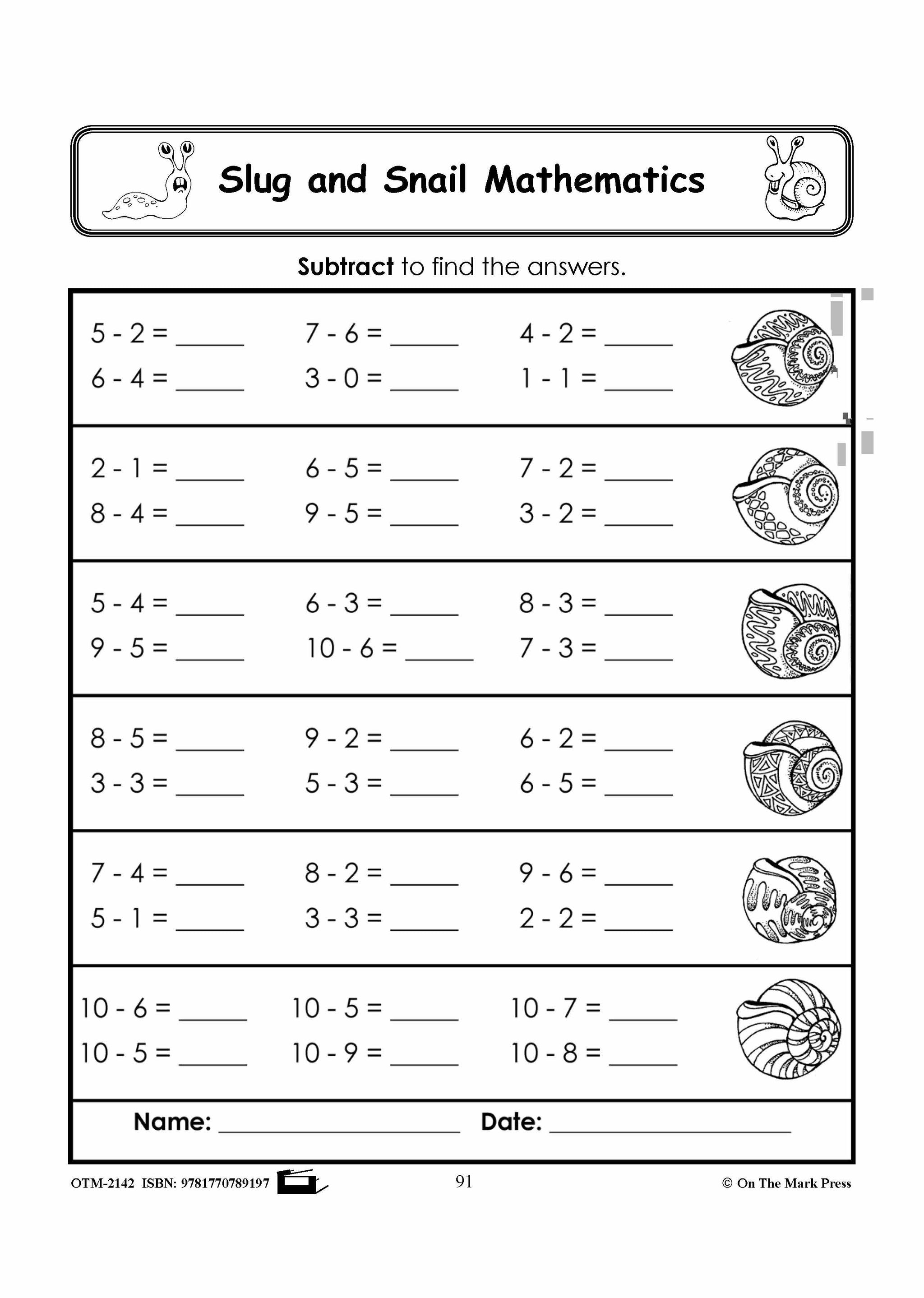 Slug Math Game Slugs & Snails Math Activities Grades 1-3