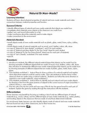 Natural Or Man-Made Objects Lesson Plan Grade 1