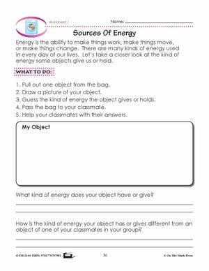 Sources of Energy Lesson Plan Grade 1