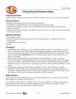 Energy Use and Conservation Lesson Plan Grade 1