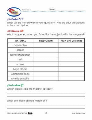 Magnetic Force Grade 1 Lesson & Five Worksheets