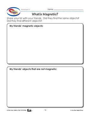 Magnetic Force Grade 1 Lesson & Five Worksheets