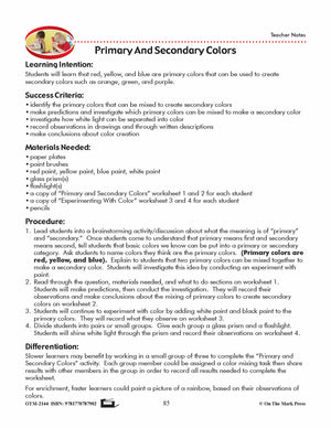 Primary And Secondary Colors Lesson Plan Grade 1