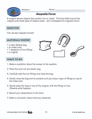 Magnetic Force Grade 3 Lesson and Worksheets