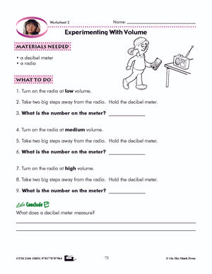 Measuring Sound Lesson & 4 Worksheets Grade 3
