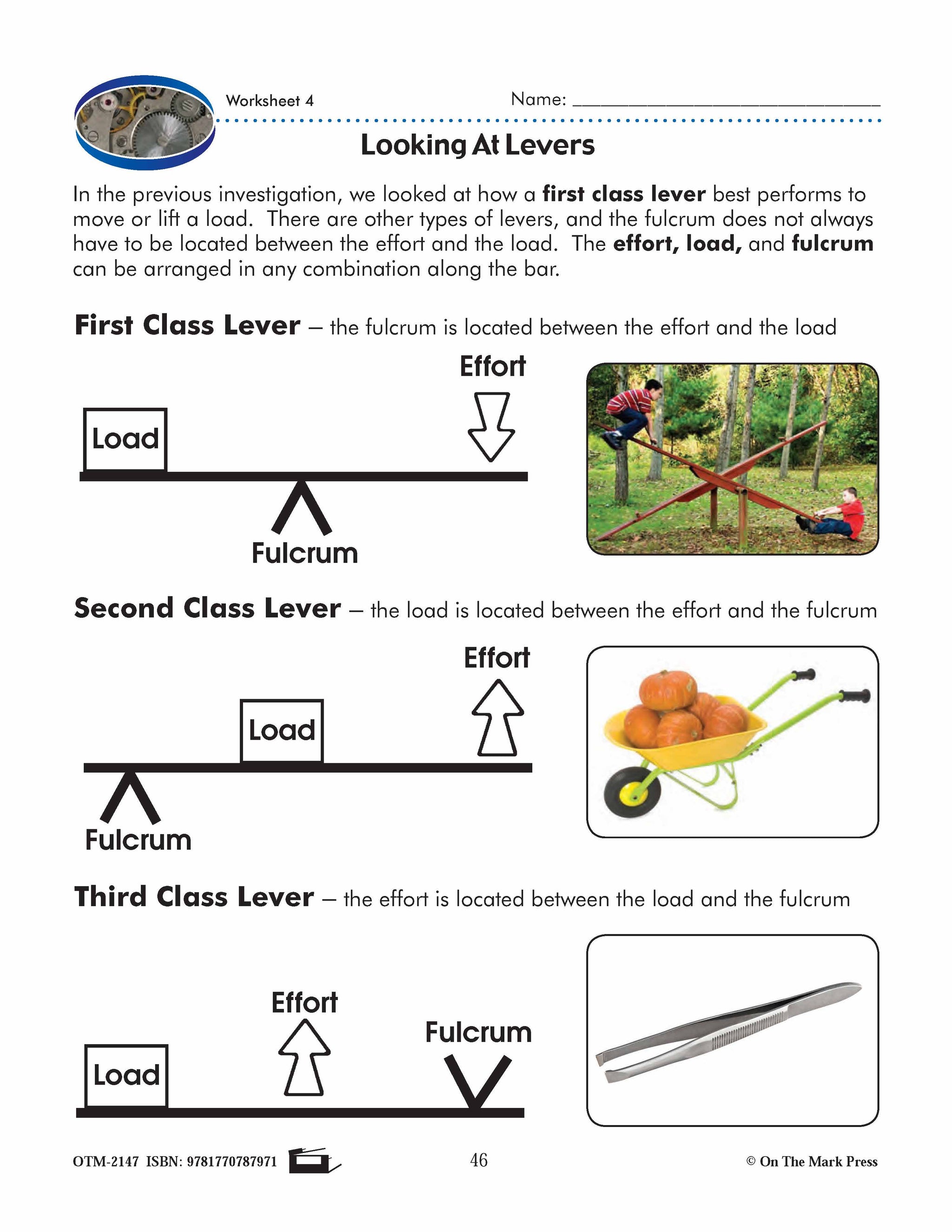 Levers Worksheet.pdf Types Of Levers Worksheet