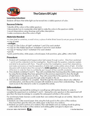 The Colors of Light Lesson Plan Grade 4