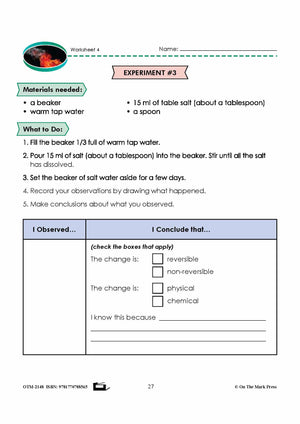 Physical or Chemical Changes in Matter? Grade 5 Lesson with Experiments