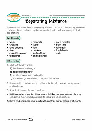 Mixing and Separating Grade 5 Lesson with Experiments