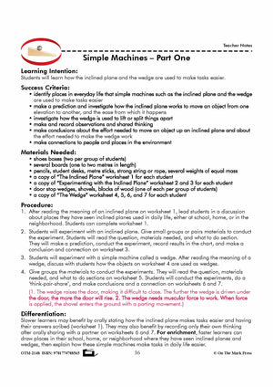 Inclined Plane & Wedge  (Simple Machines - Part One) Grade 5 Lesson with Experiments