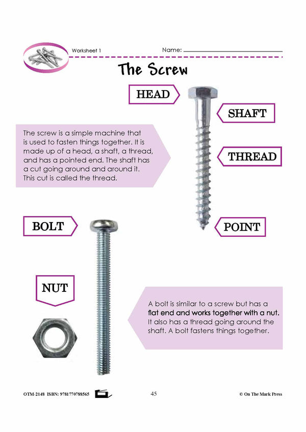 Screw Homework Screw & Lever (Simple Machines - Part Two) Grade 5 Lesson with Experim