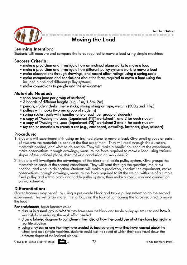 Moving the Load Grade 5 Lesson with Experiments