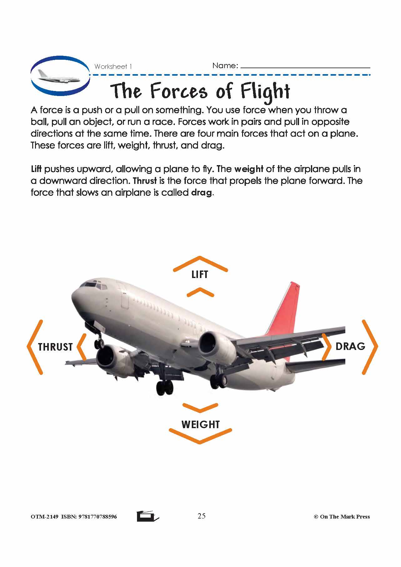 Flight Worksheets.pdf The Forces of Flight Grade 6 Lesson with Experiments