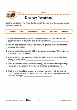 Energy Sources Grade 6 Lesson with Experiments