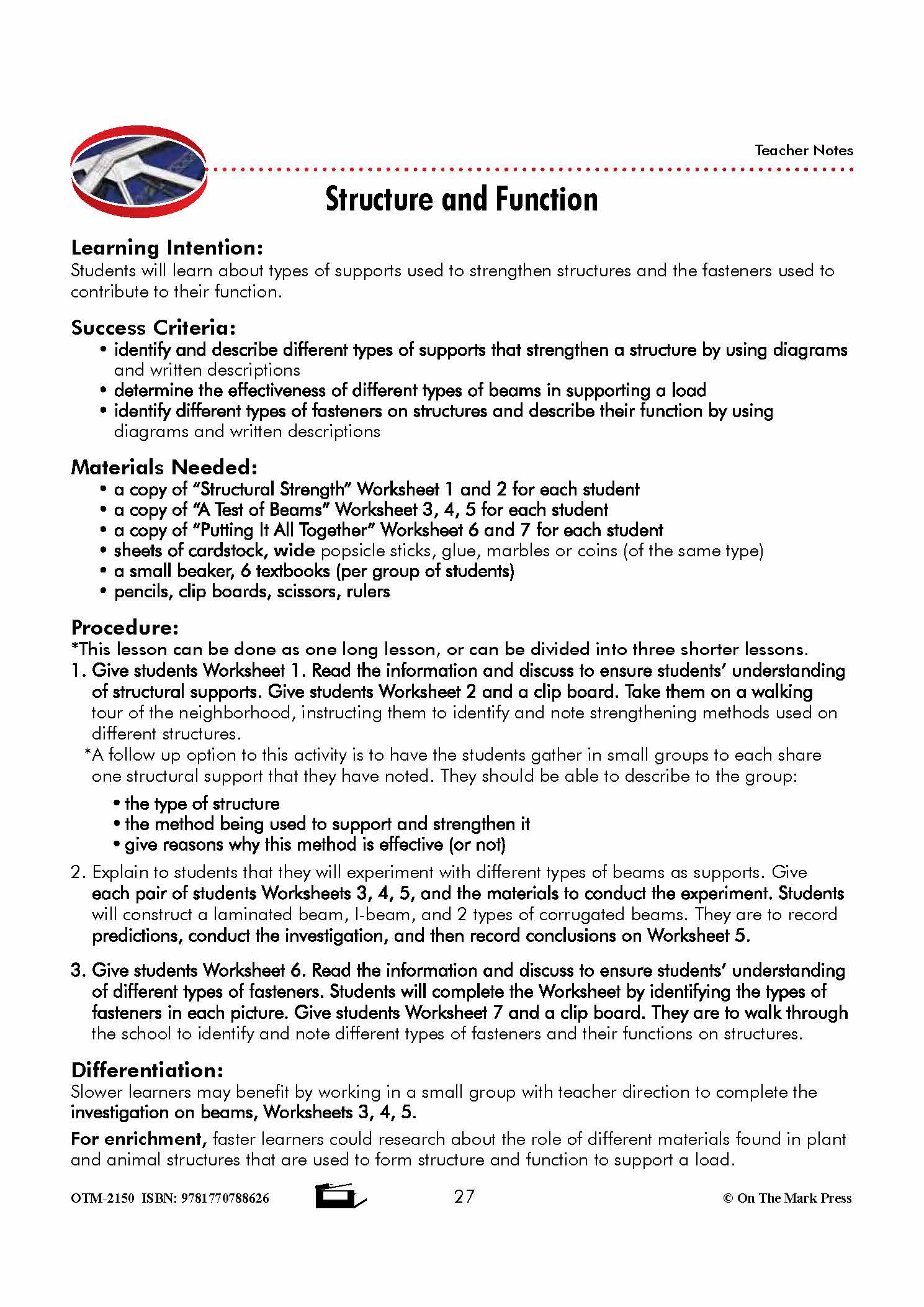 Structure and Function Grade 7 Lesson with Experiments