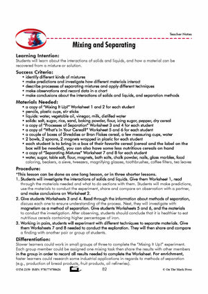 Mixing and Separating Grade 7 Lesson with Experiments