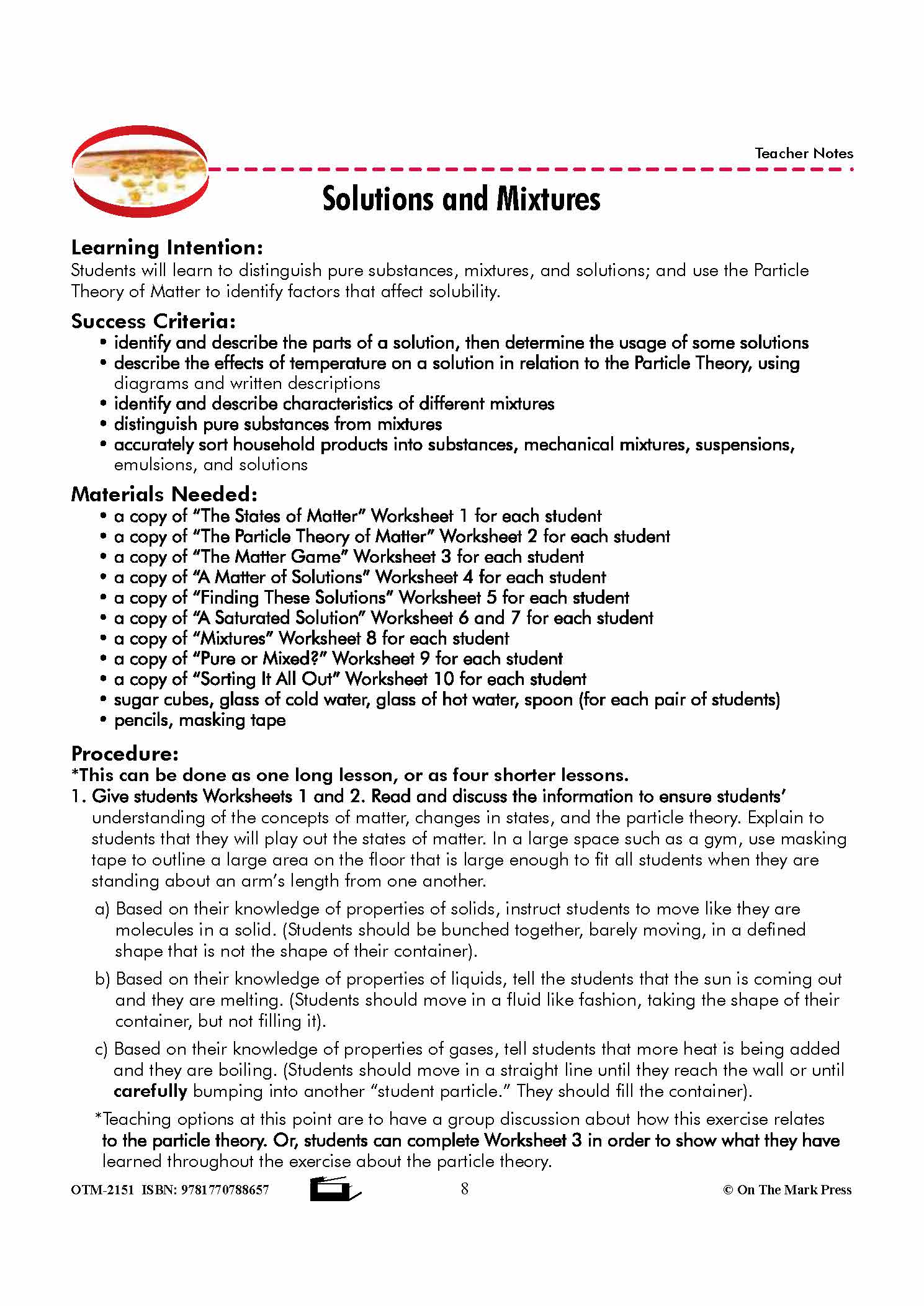 Solutions & Mixtures: The Particle Theory Grade 8 Lesson with Experime