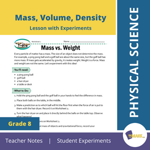 Mass, Volume, Density Grade 8 Lesson with Experiments