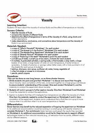 Viscosity Grade 8 Lesson with Experiments