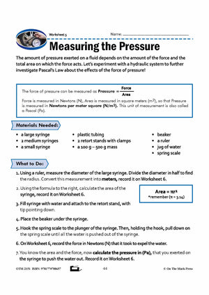 Under Pressure as Related to Pascal's Law Grade 8 Lesson with Experiments