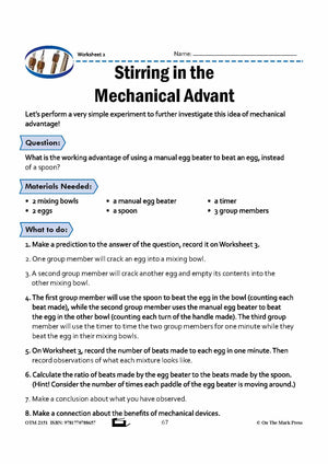 Mechanical Working Advantage Grade 8 Lesson with Experiments