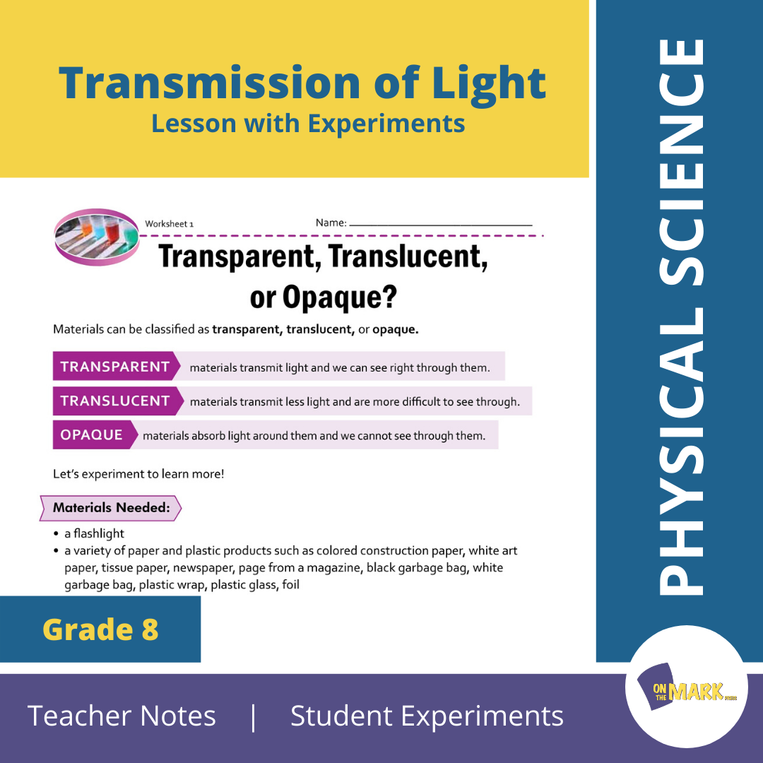 Transmission of Light Grade 8 Lesson with Experiments