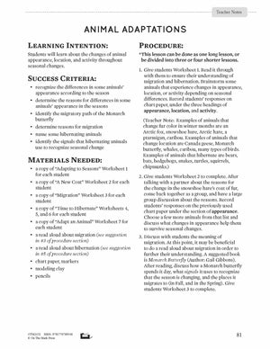 Animal Adaptations Lesson Plan Grade 1