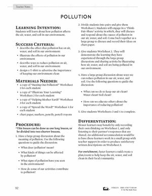 Pollution Lesson Plan Grade 2