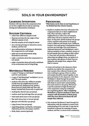 Soils In Your Environment Lesson Plan Grade 3