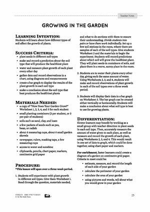 Growing in the Garden Lesson Plan Grade 3