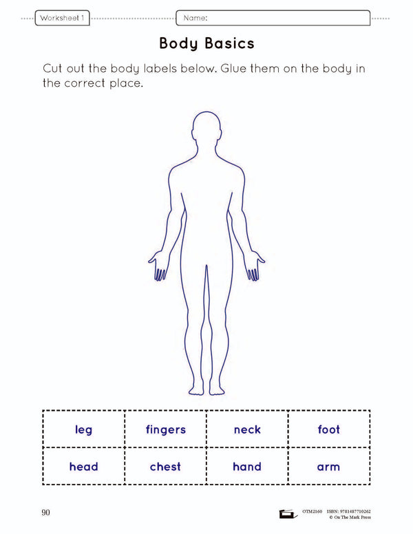 Human Body Lesson & Worksheets Gr. 1 (body parts location and function