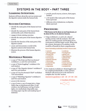 Systems in the Body e-Lesson Plan Grade 5