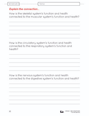 Body Systems Lesson & Worksheets e-Lesson Plan Grade 5