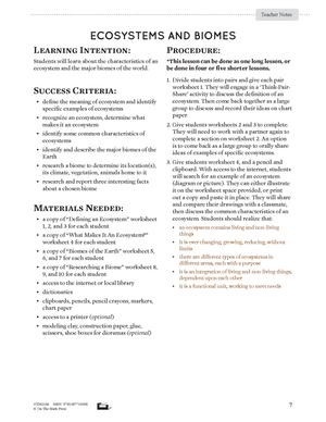 Ecosystems and Biomes Grade 7 Lesson