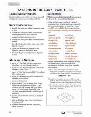 Systems in the Body e-Lesson Plan Grade 8