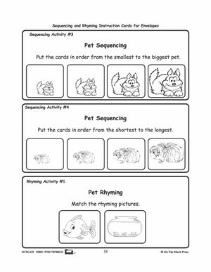 Pets - 10 Visual Discrimination, 4 Sequencing & 1 Rhyming Activity Prek-K