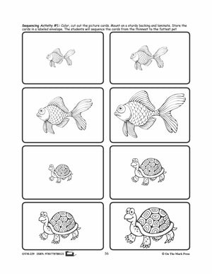 Pets - 10 Visual Discrimination, 4 Sequencing & 1 Rhyming Activity Prek-K