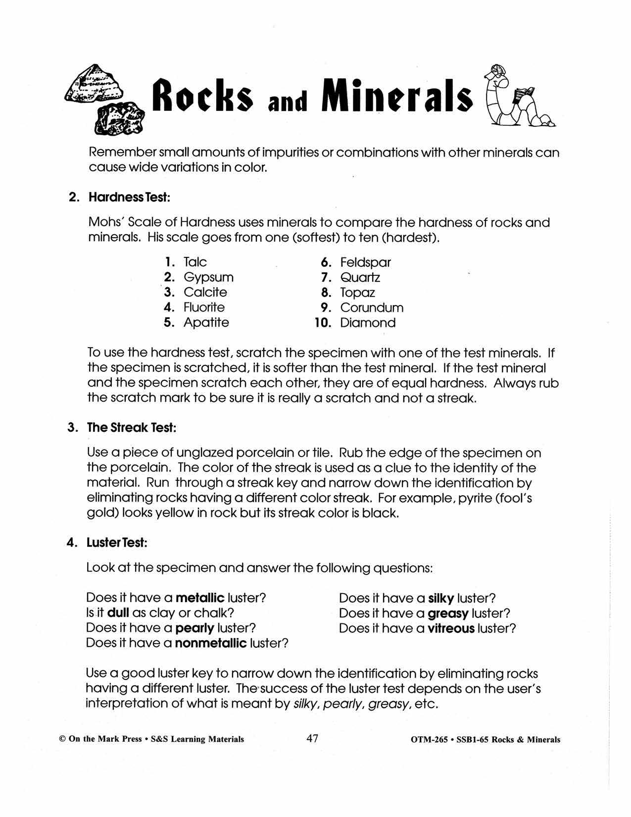 5th Grade Math Rocks 5th Grade Rocks And Minerals Test