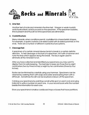 Rocks & Minerals - 9 Reading Cards & Follow-up Activities Grades 4-6