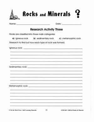 Researching Rocks & Minerals - 14 Activities Grades 4-6