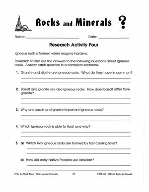 Researching Rocks & Minerals - 14 Activities Grades 4-6