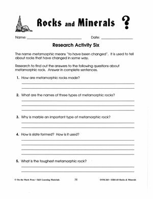 Researching Rocks & Minerals - 14 Activities Grades 4-6