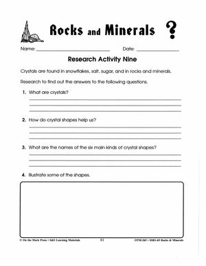 Researching Rocks & Minerals - 14 Activities Grades 4-6