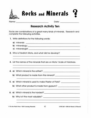 Researching Rocks & Minerals - 14 Activities Grades 4-6