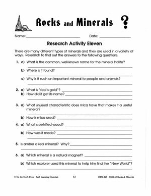 Researching Rocks & Minerals - 14 Activities Grades 4-6