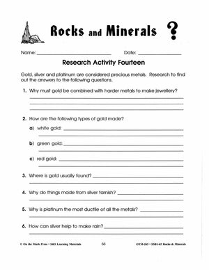 Researching Rocks & Minerals - 14 Activities Grades 4-6