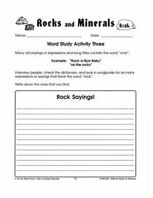 Rocks & Minerals: 7 Word Study Activities Grades 4-6