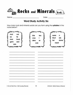 Rocks & Soils Word Study Activities Gr. 2-3